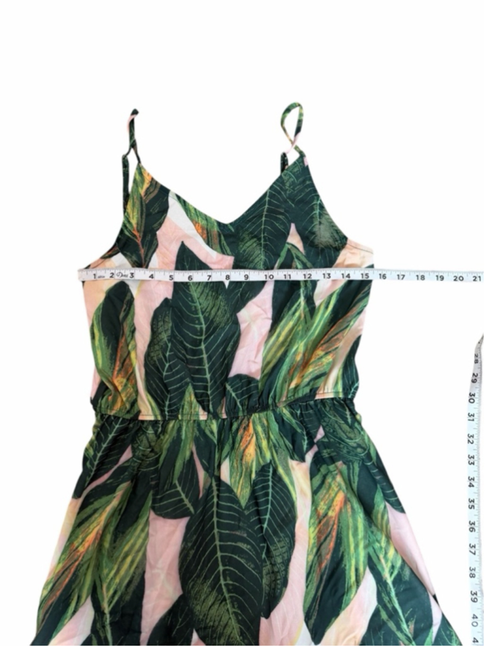 Cupshe Tropical Leaf Print Mini Dress Spaghetti Strap Flowy Summer - Picture 9 of 11